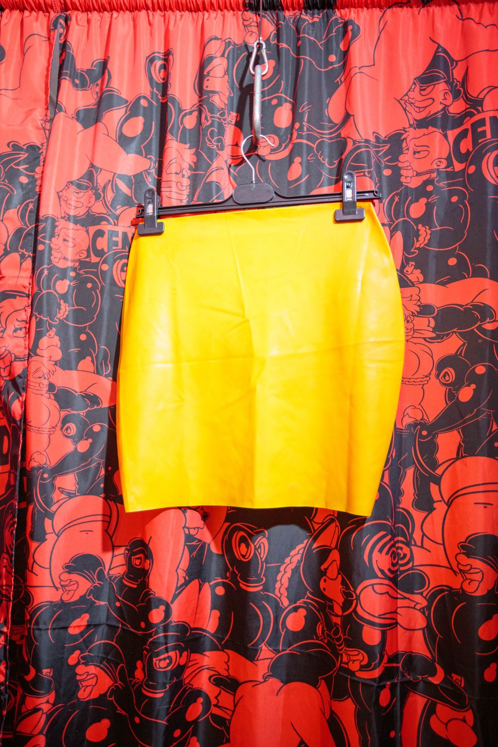 Yellow latex skirt
