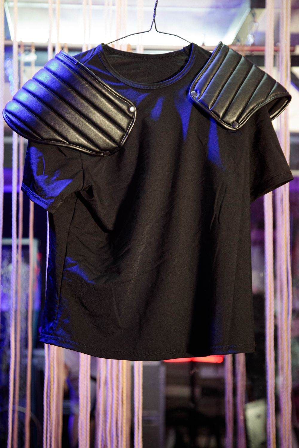 Black Short Sleeve Top With Shoulder Padding