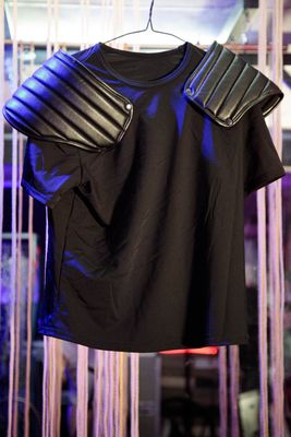 Black Short Sleeve Top With Shoulder Padding