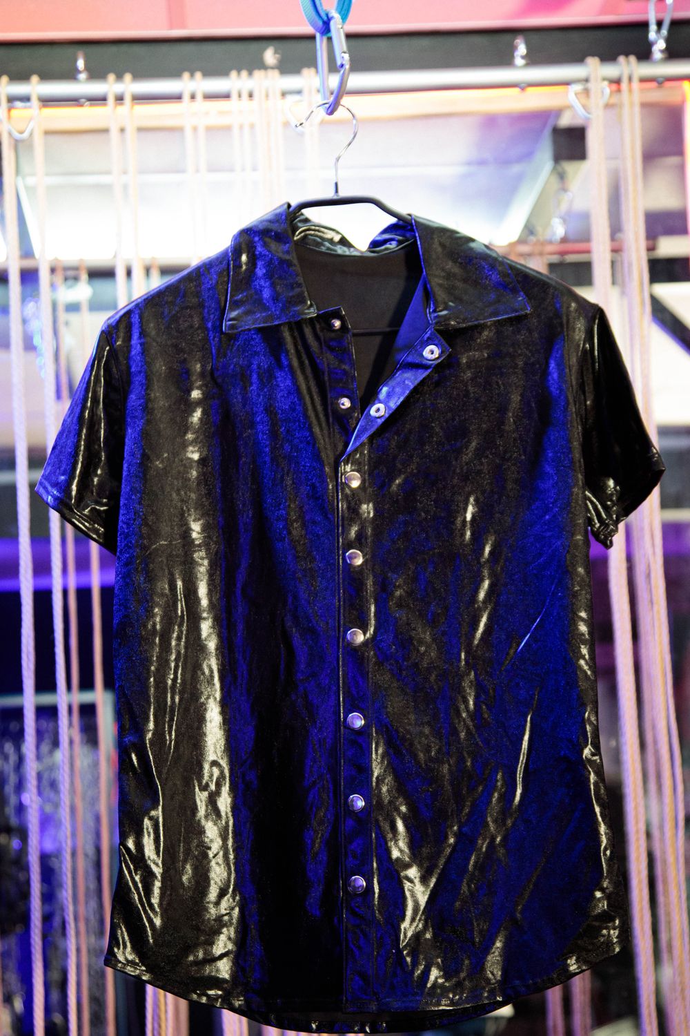 PVC Buttoned Short Sleeve Top