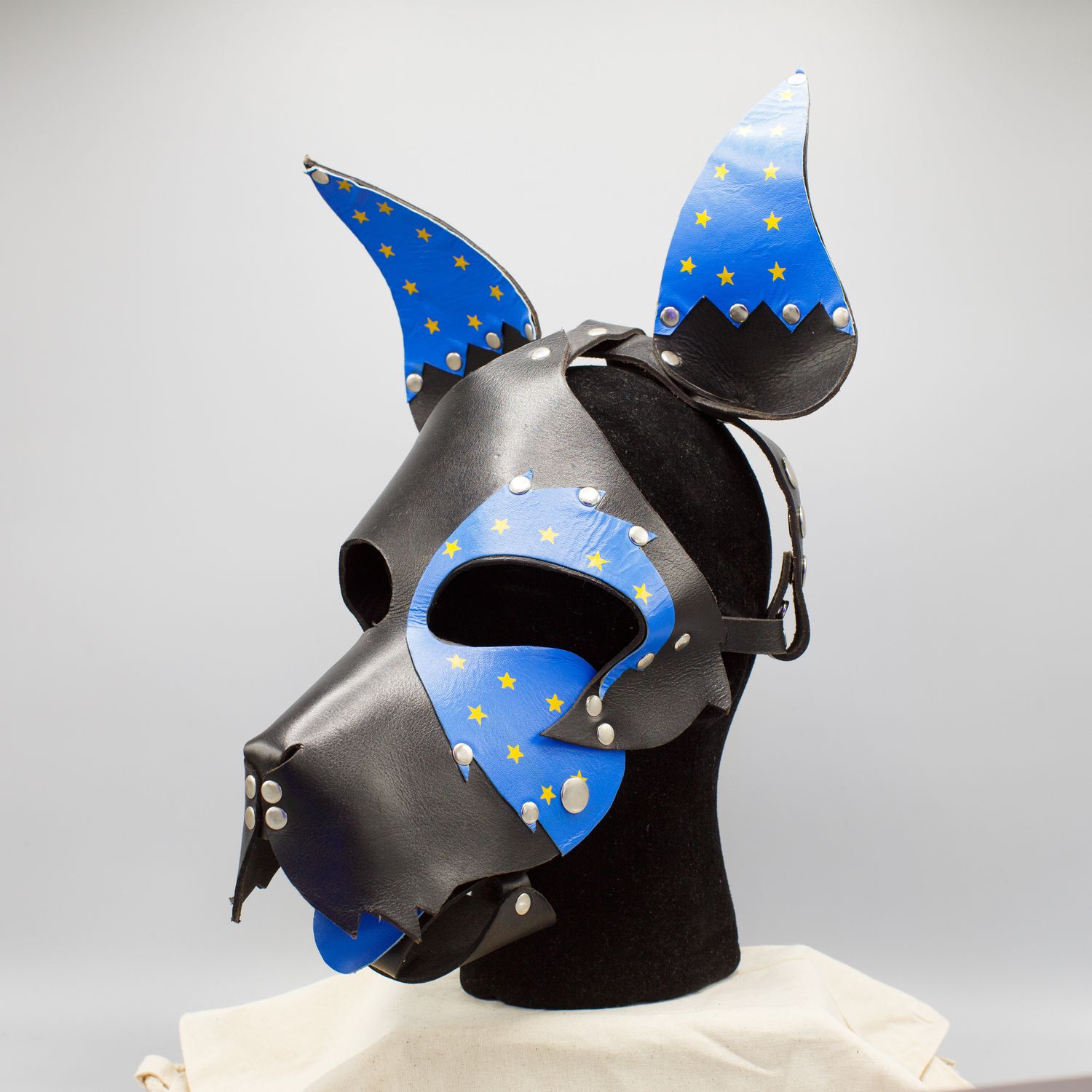 Leather Puppy Hood Blue with Stars