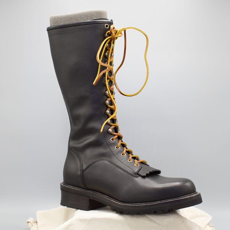Leather Boots Black with Leather Laces