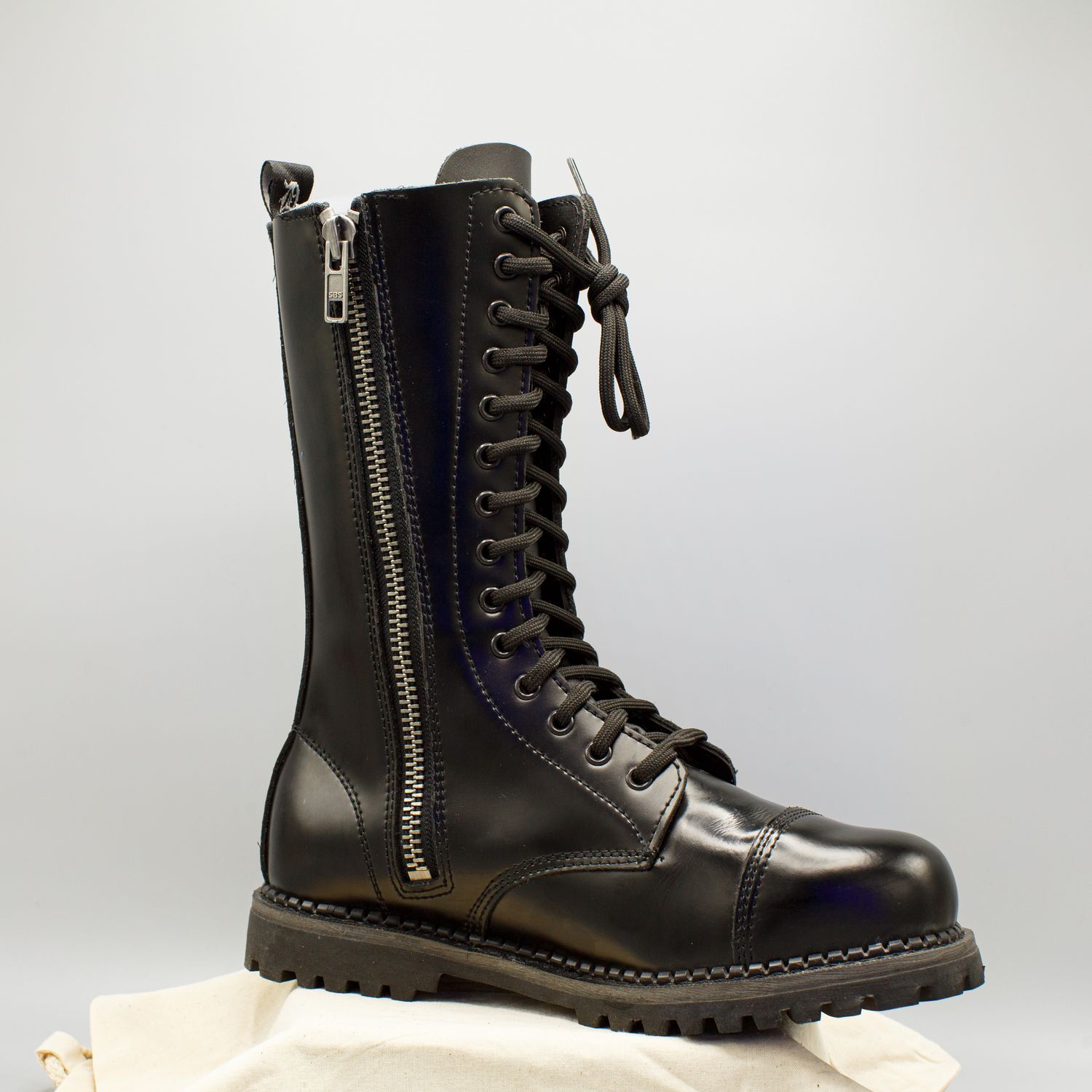 Leather Boots Black with Zipper