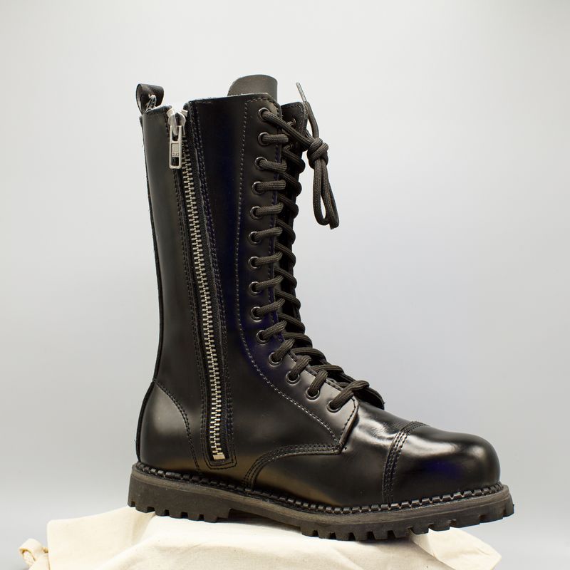 Leather Boots Black with Zipper