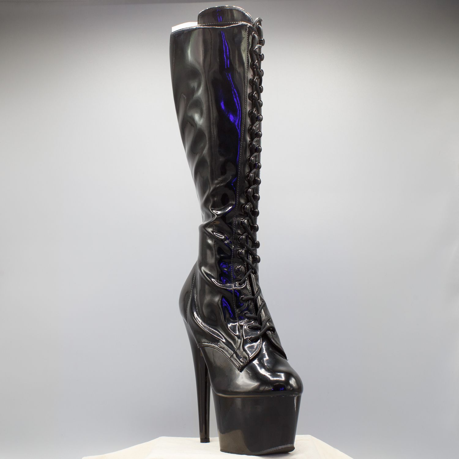 Black High Heel Leather Boots