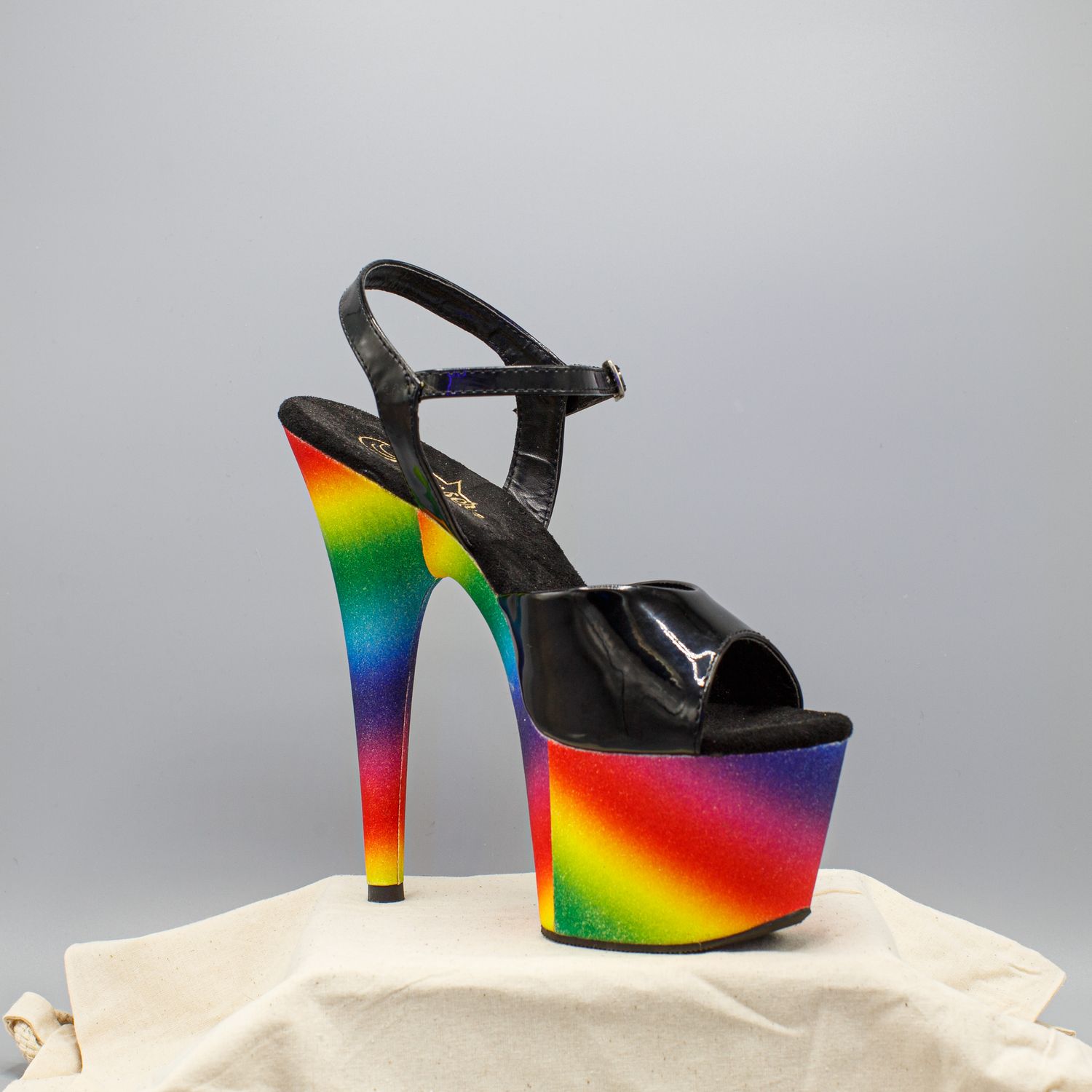 Black/Rainbow PVC Platform Stiletto