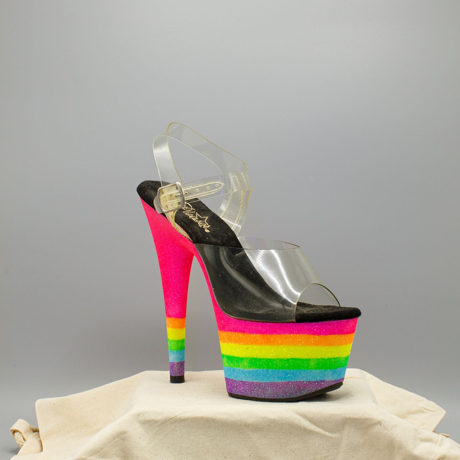 Rainbow/Transparent PVC Platform Stiletto