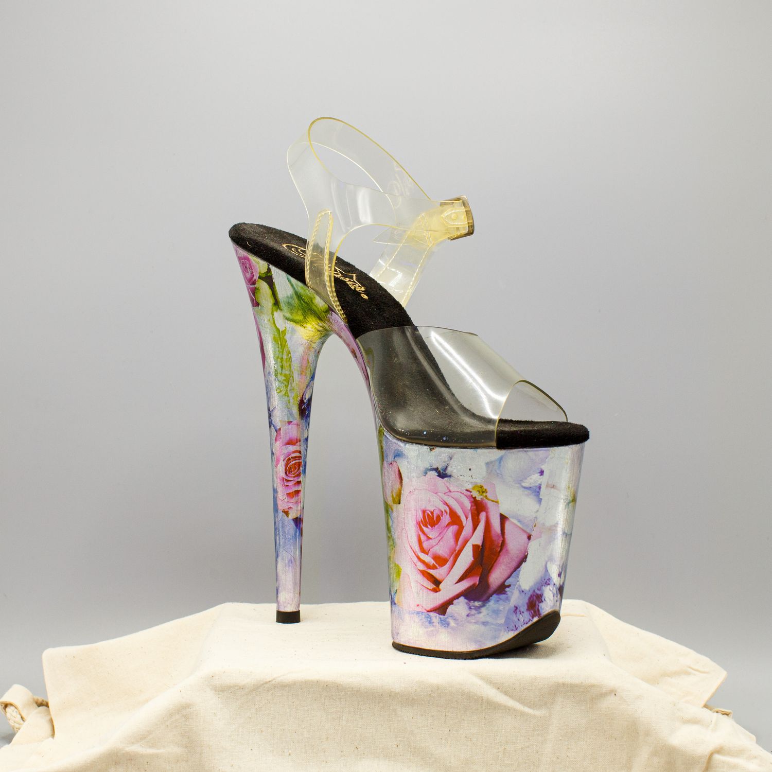 Flowers/Transparent PVC Platform Stiletto