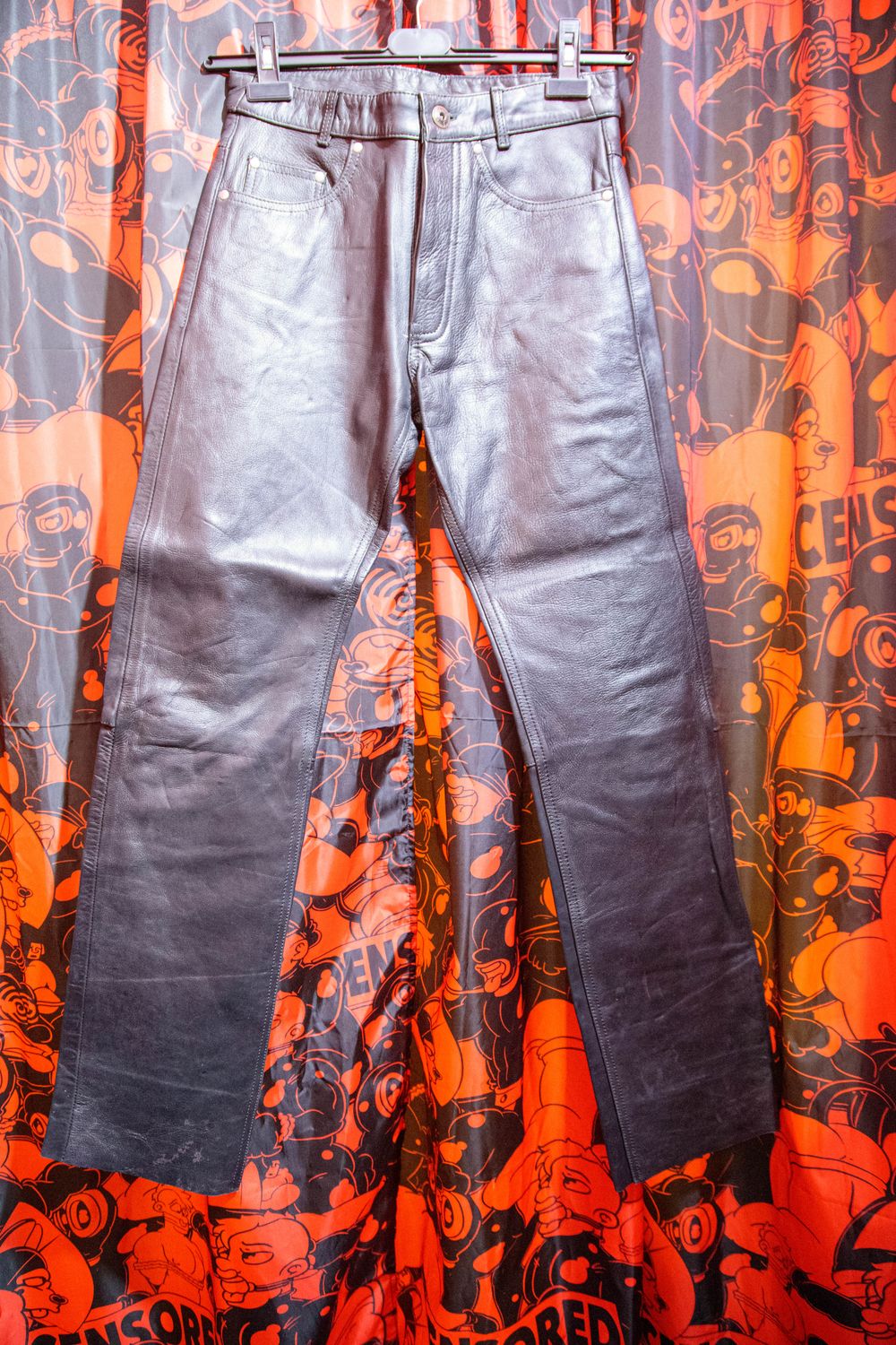 Black Leather Pants with Back Zipper Size 27