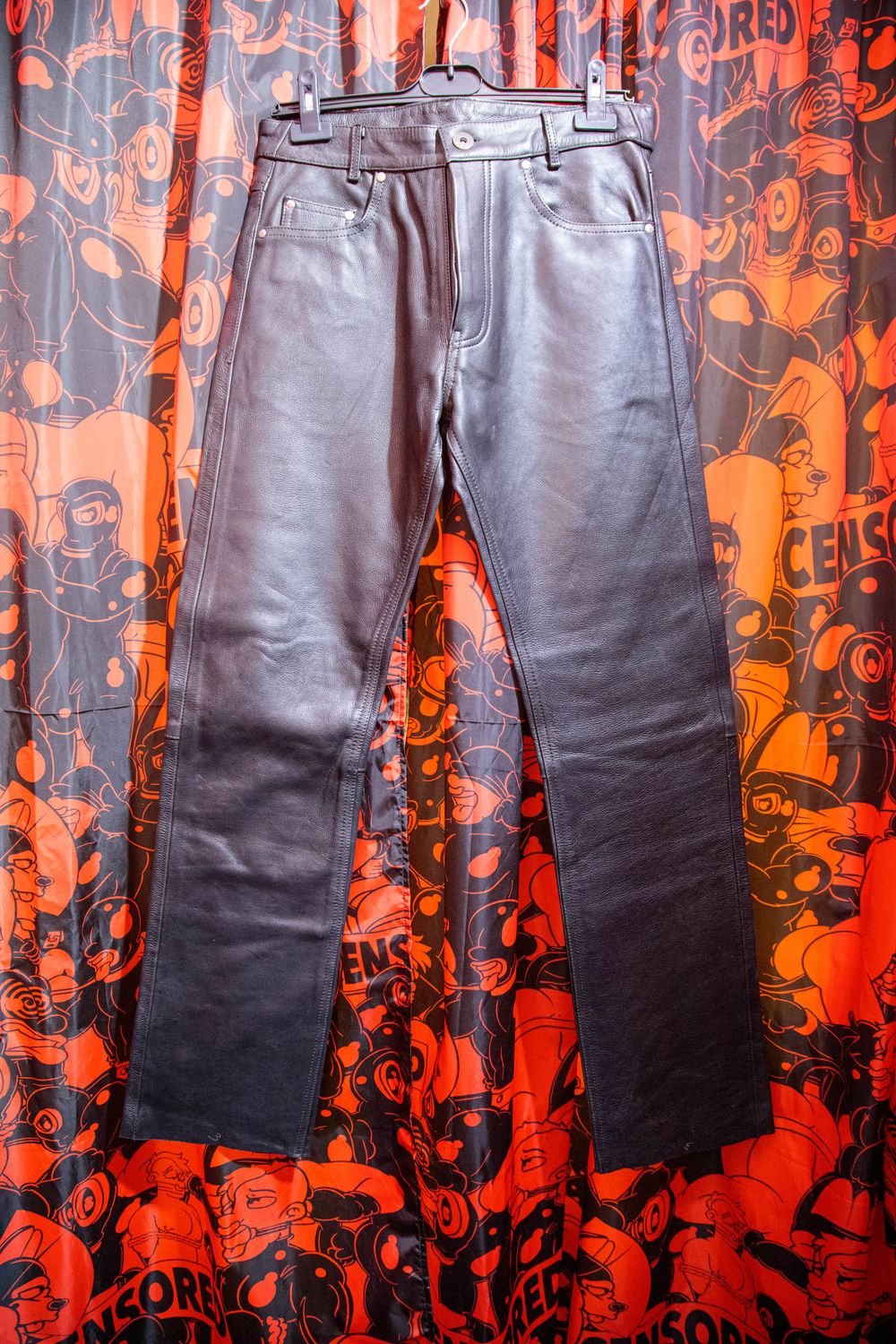 Black Leather Pants with Back Zipper Size 28