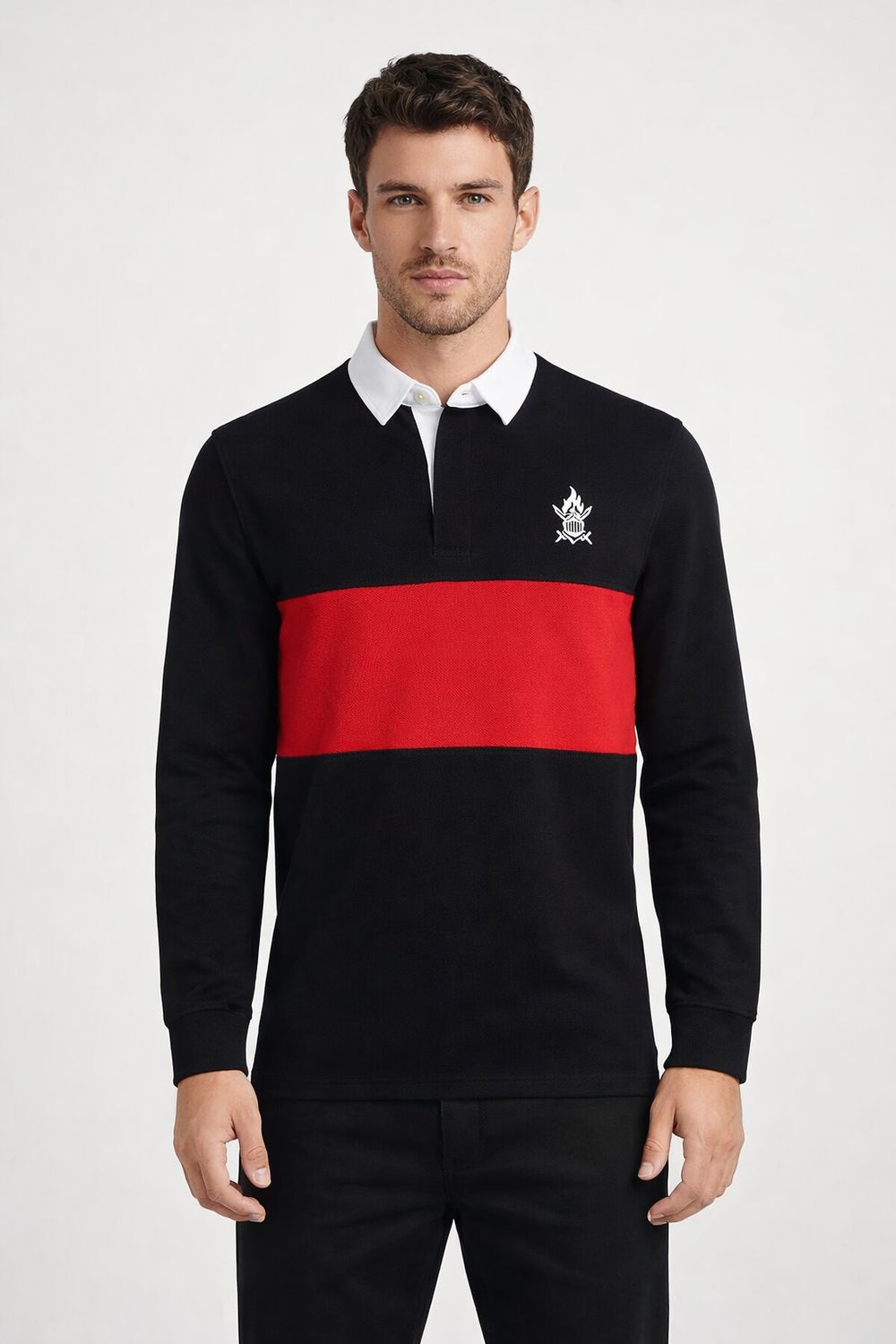 Polo H.BRANDO Classic Rugby Negro/Rojo