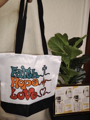 White and black customized tote bag