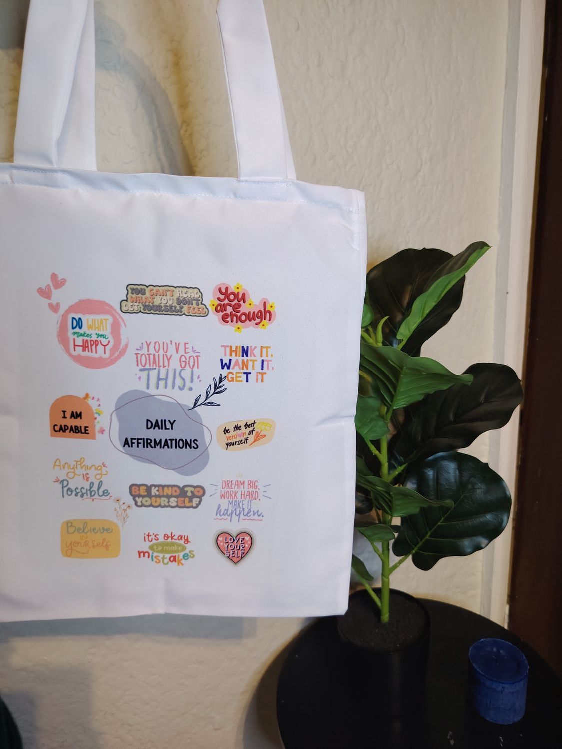 Plain white customized tote bag