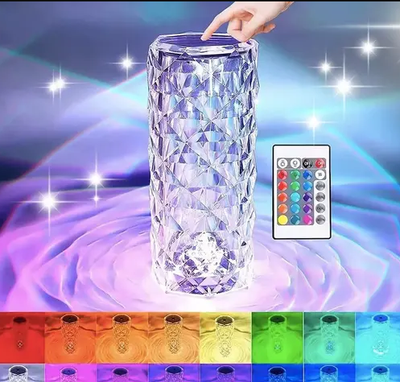 Shop Stoppers® Crystal Rose Table Lamp 16 Colour LED Night Lights for Room Decoration, Photography, Gift, Bedroom, usb Rechargable (With Remote)