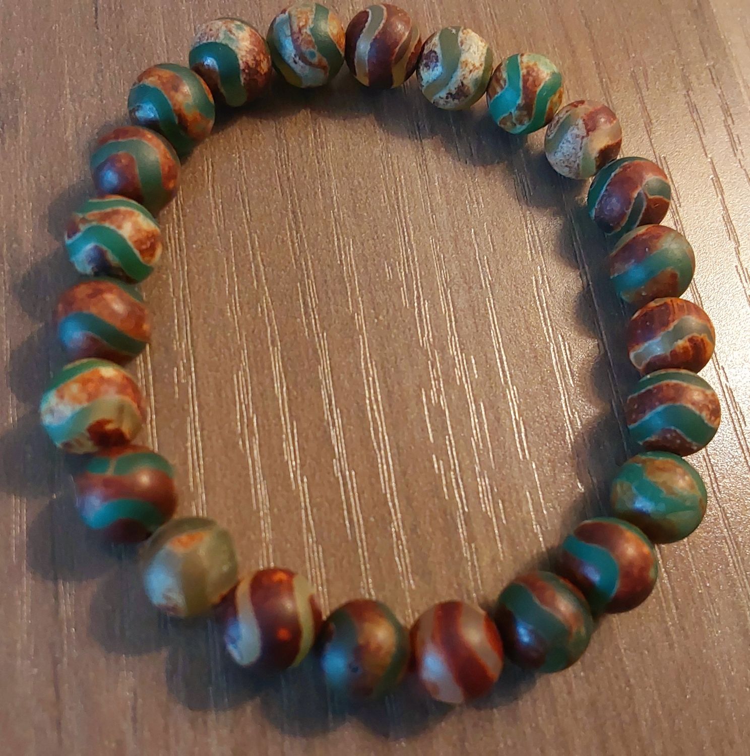 Tibetian Green Wave Agate Bracelet