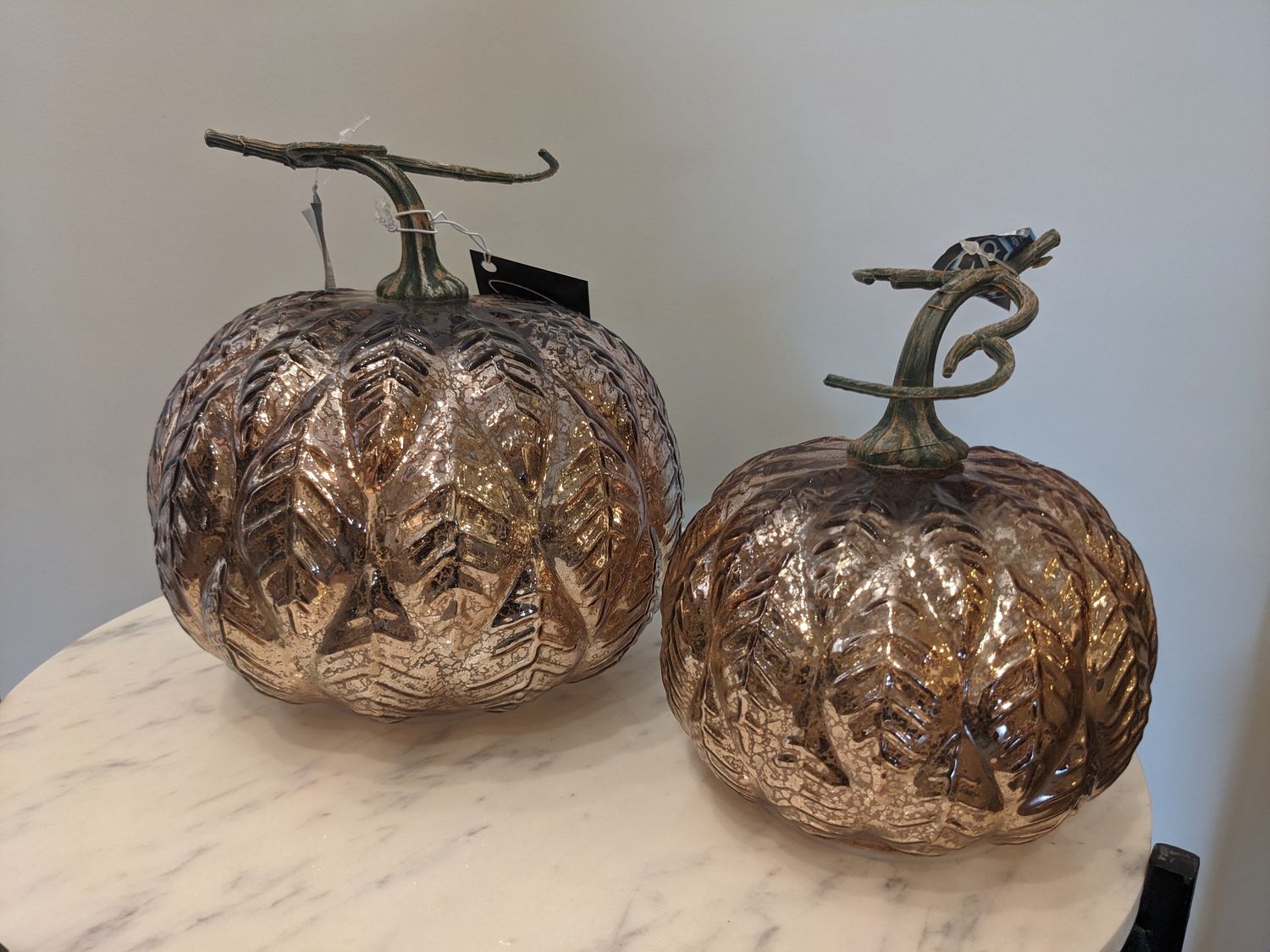 Leaf Patterned Light Up Pumpkins Set of 2