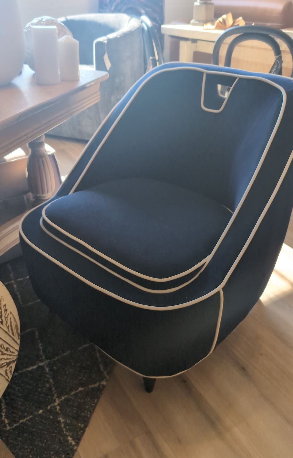 Dark Blue 2-Toned Accent Chair