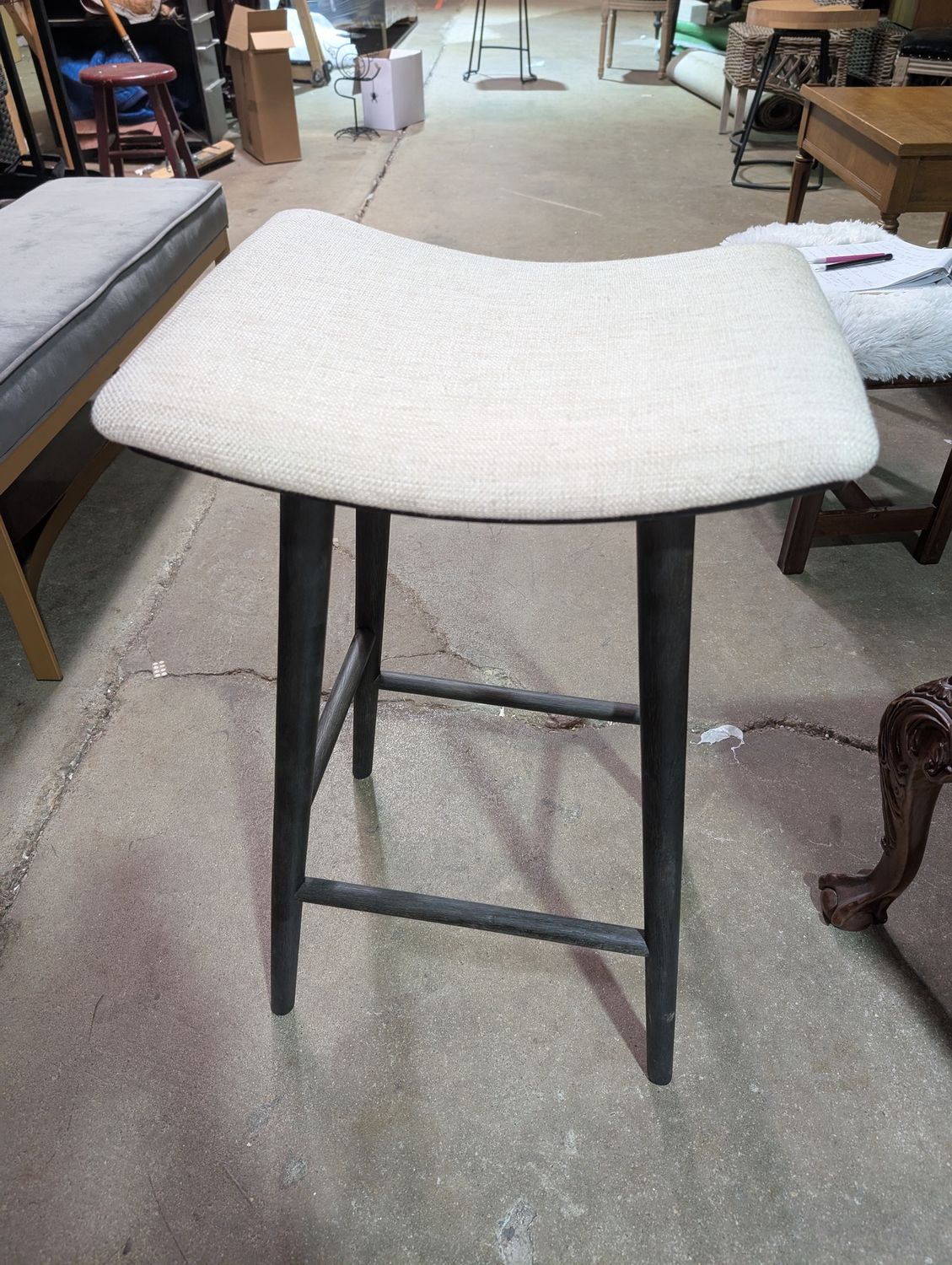 Counter stool black with Beige fabric