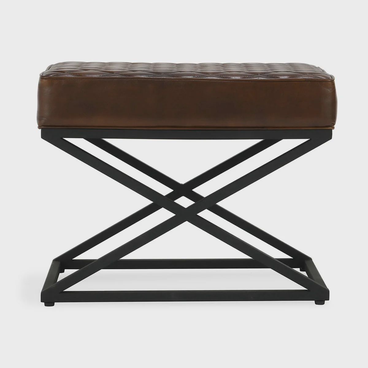 Bruno Leather Rectangle Stool