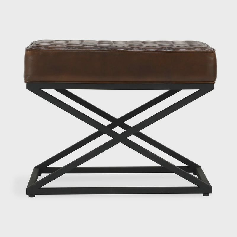 Bruno Leather Rectangle Stool