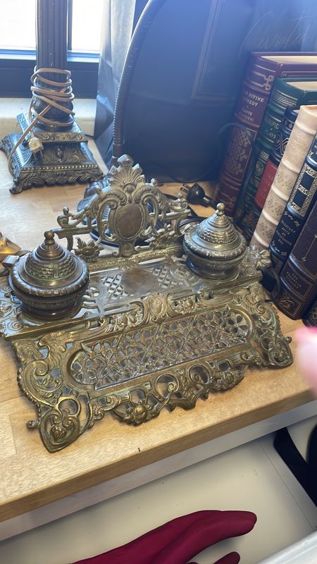 Rococo Revival Bras Inkwell, 19th Century - SOLD Rococo Revival Bras Inkwell, 19th Century - SOLD
