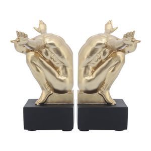 man sculpture book end gold