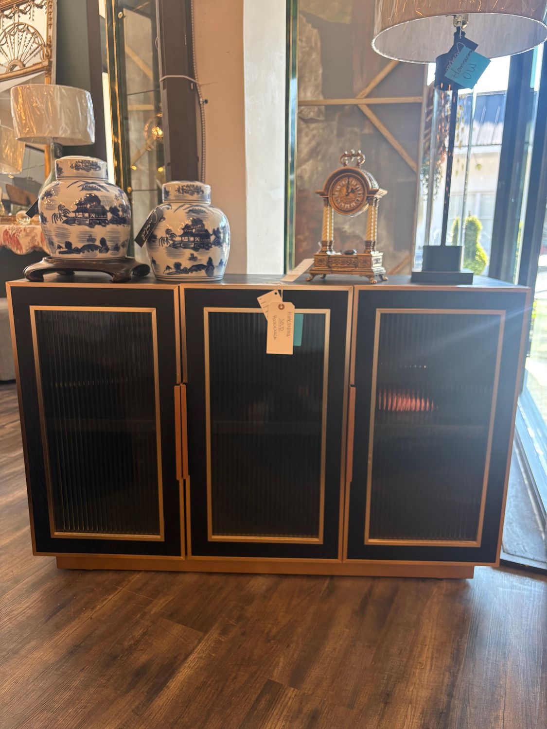 3-Door Wood and Metal Cabinet