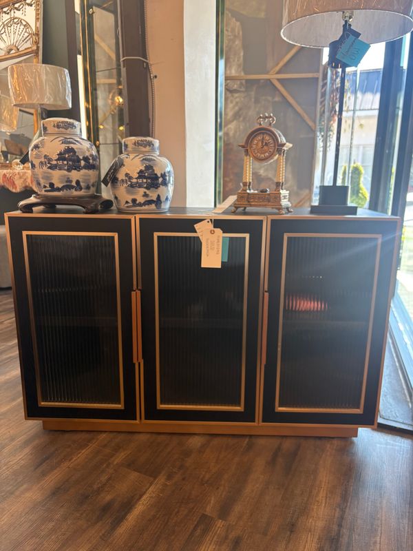 3-Door Wood and Metal Cabinet