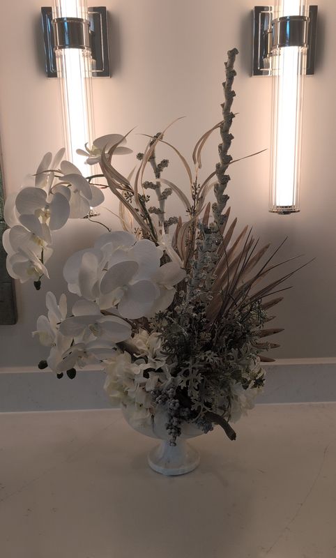 Double phaienopsis orchid arrangment-marbile urn