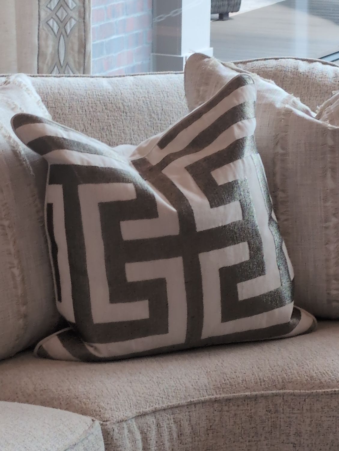 Pearl Greek Key Pillow