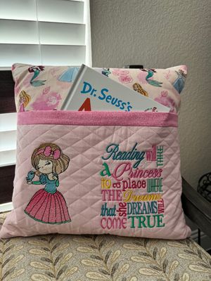 Kids’ Storytime Pillow–Quilted Book Holder Cushion for Girls-Princess