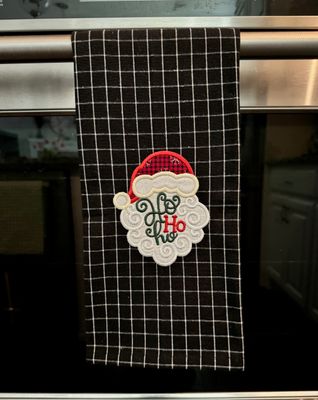 Festive Christmas Kitchen Towel with Appliqué Santa