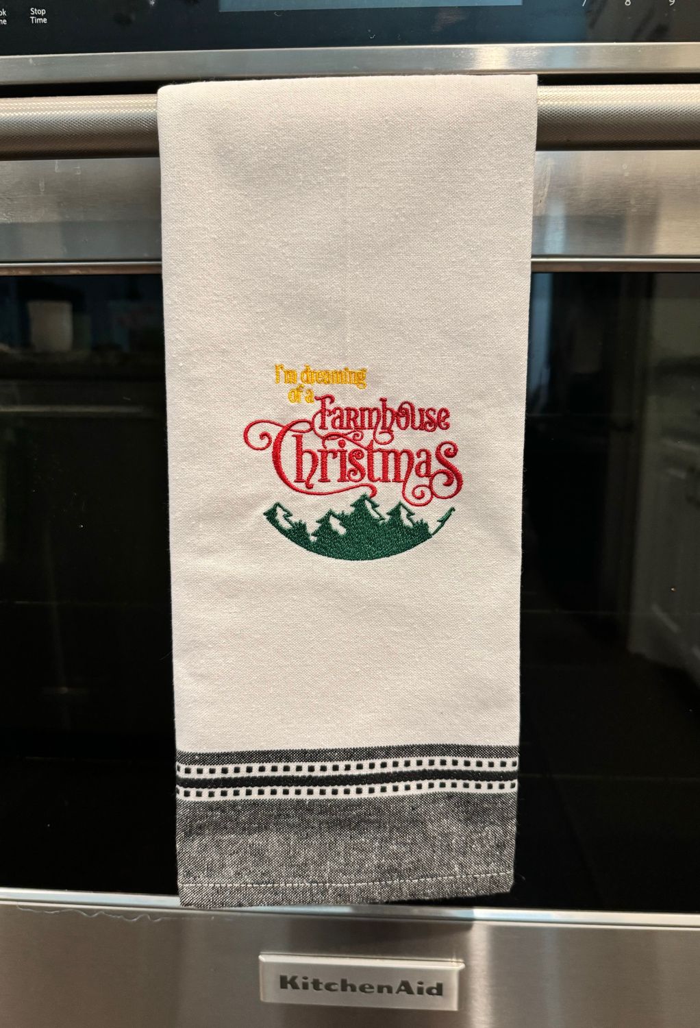 Farmhouse Christmas _ Embroidered Kitchen Towel