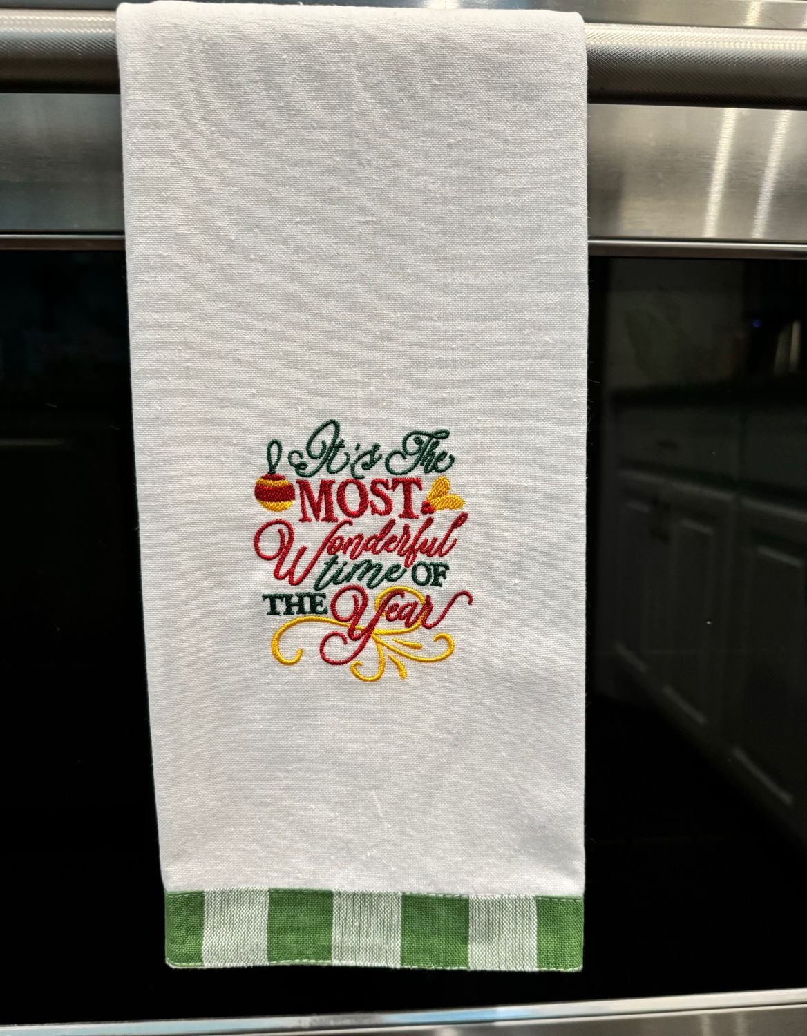 Most Wonderful Time of Year, Embroidered Kitchen Towel