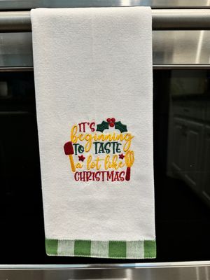 Taste Like Christmas, Embroidered Kitchen Towel