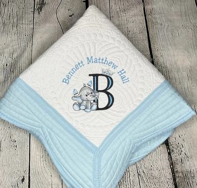 Quilted Baby Blanket_Initial+Elephant
