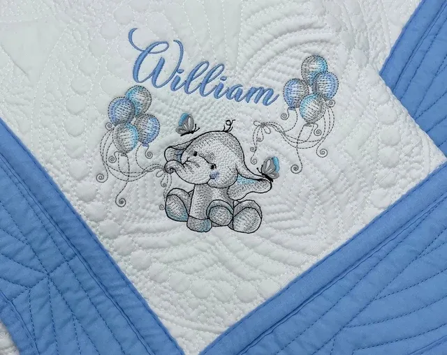 Quilted Baby Blanket_ElephantNameBoy