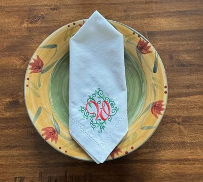 Custom Embroidered Napkin-Classic &amp; Timeless Dining Accent