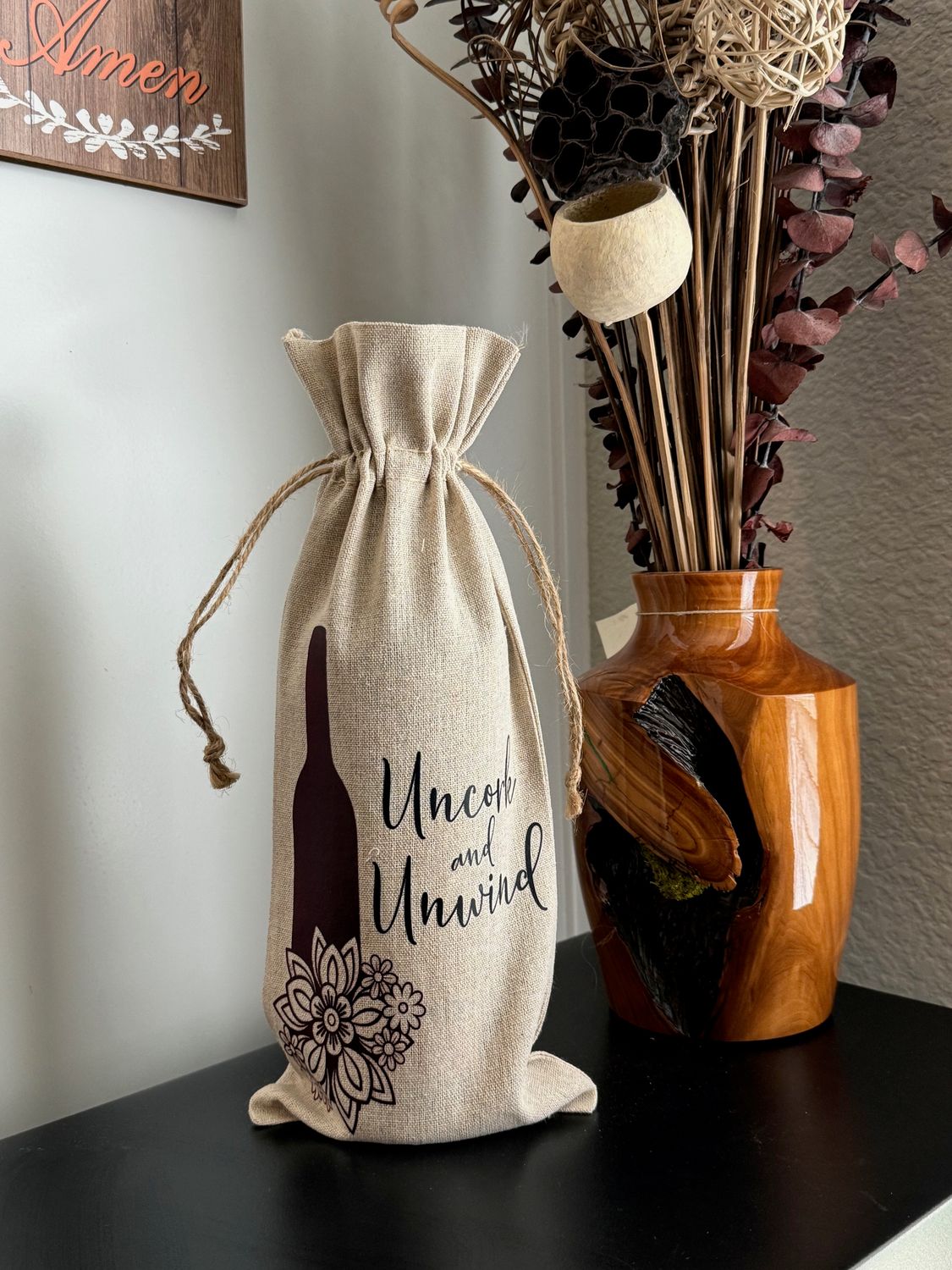 Linen Wine Bag_Uncork and Unwind