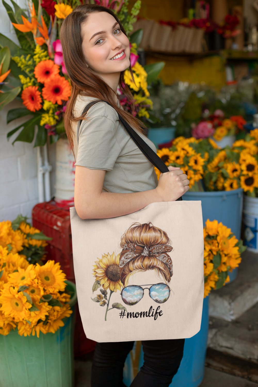 #MomLife Messy Bun Tote Bag