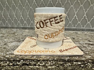 Coffee Mug Rug and Matching Cup Sleeve Set