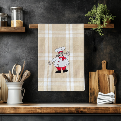Embroidered Chef Kitchen Towel–Decorative Tea Towel-Cooking