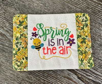 Spring Mug Rug Embroidered Floral Coffee Mat-Handmade Quilted Fabric Coaster