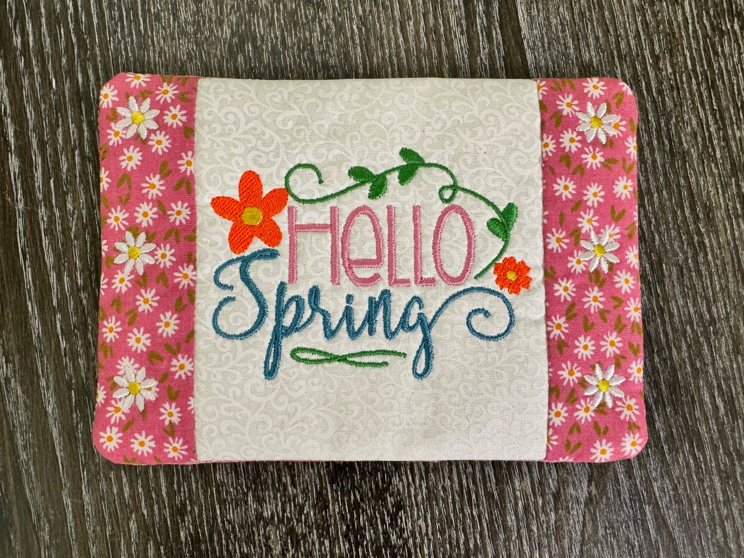 Hello Spring Mug Rug-Quilted Fabric Coaster-Handmade Spring Decor Gift