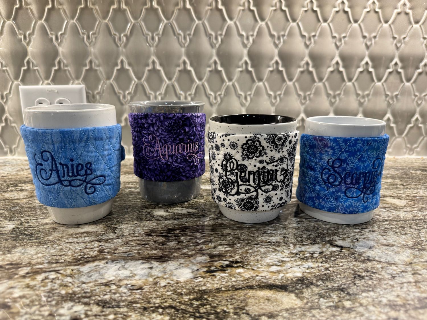 Quilted “Zodiac Sign” Coffee Sleeve–Horoscope Mug Wrap