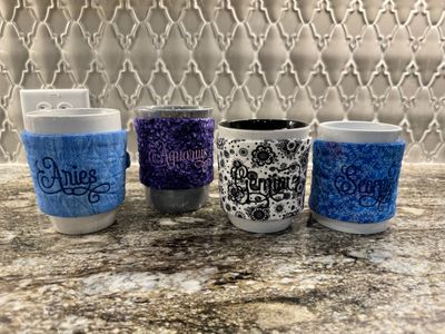 Quilted “Zodiac Sign” Coffee Sleeve–Horoscope Mug Wrap