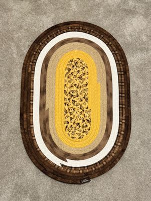 Handmade oval jelly roll rug with cowboy theme-rustic farmhouse cottage décor