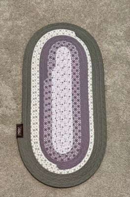 Handmade Jelly Roll Centerpiece–Oval Lavender &amp; Sage Fabric Table Mat