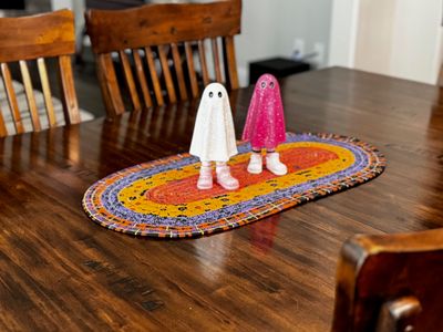 Halloween Oval Centerpiece–Jelly Roll Fabric Table Topper– Handmade Holiday Décor