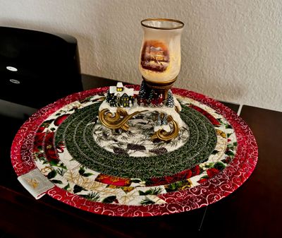 Christmas Jelly Roll Placemats/Accent Mats–Holiday Accent Mats with Cardinals and Holly